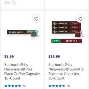 3 pack of Starbucks Nespresso Capsules